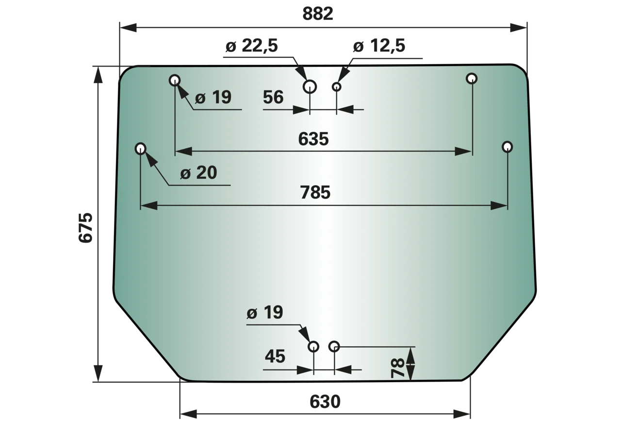 Heckscheibe grün getönt anstelle von CNH 84224148 GartenShop24 - Hochwertige Gartengeräte
