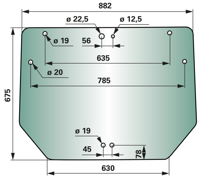 Heckscheibe grün getönt anstelle von CNH 84224148 GartenShop24 - Hochwertige Gartengeräte