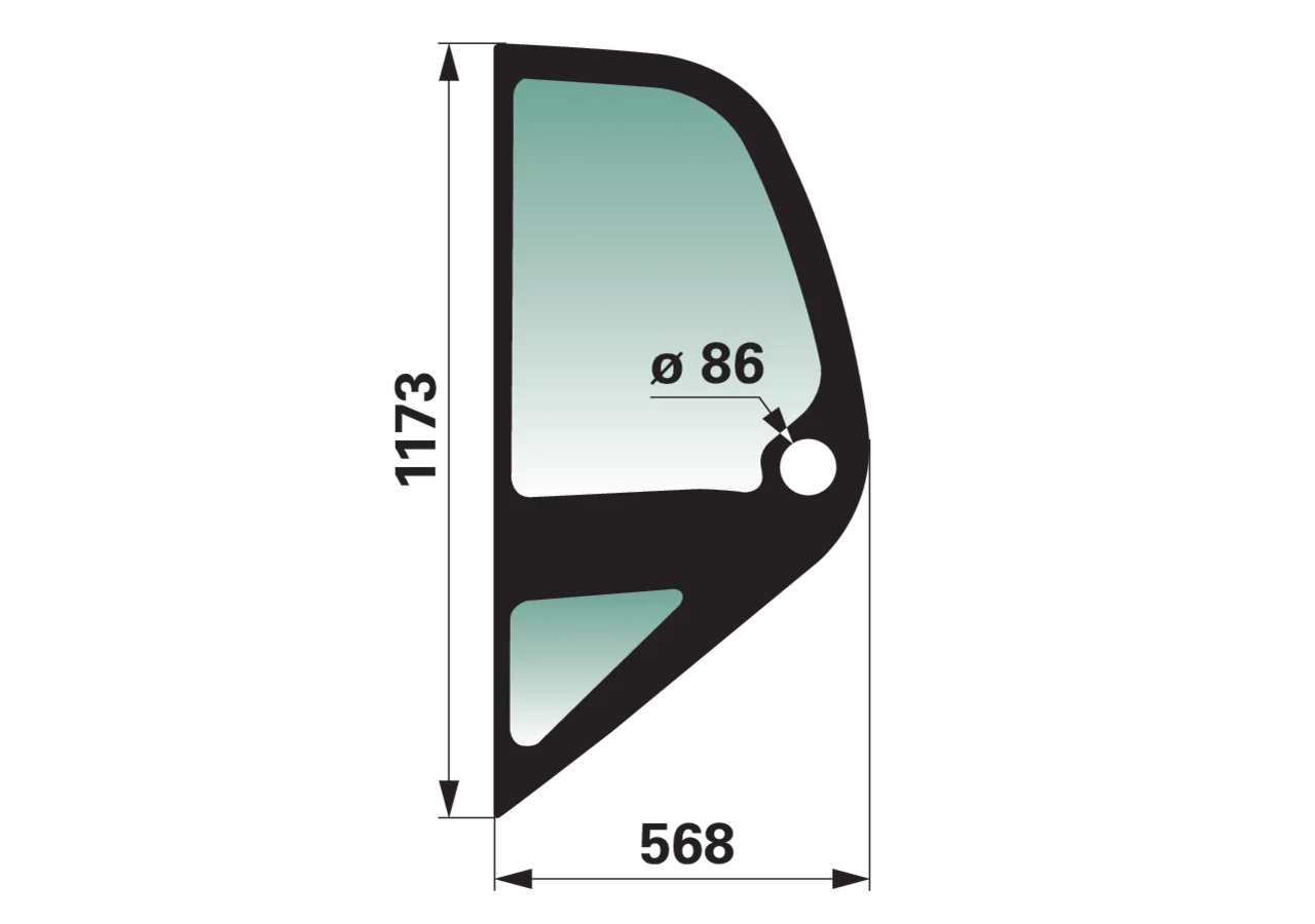 Seitenscheibe links anstelle von Manitou 225234 Farbe grün getönt GartenShop24 - Hochwertige Gartengeräte