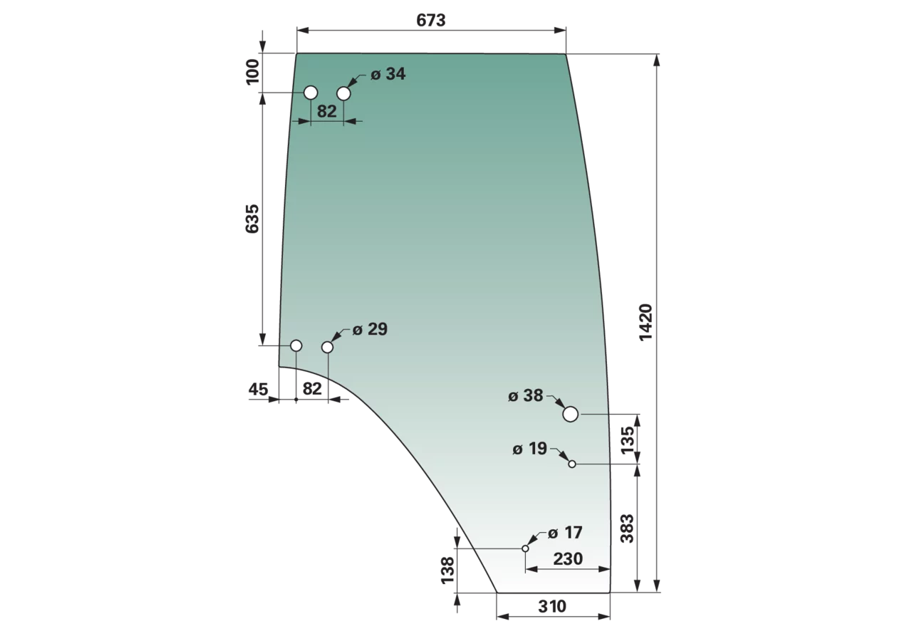 Türscheibe rechts, grün getönt, passend für Fendt 117810030020 GartenShop24 - Hochwertige Gartengeräte