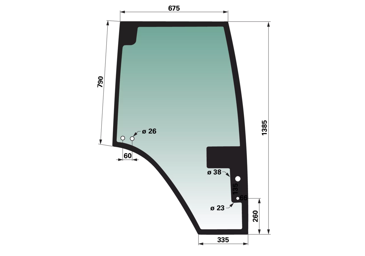 Türscheibe rechts, grün getönt, ohne Rahmen, anstelle von Fendt H816810030340 GartenShop24 - Hochwertige Gartengeräte