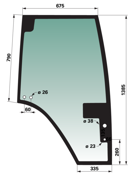 Türscheibe rechts, grün getönt, ohne Rahmen, anstelle von Fendt H816810030340 GartenShop24 - Hochwertige Gartengeräte