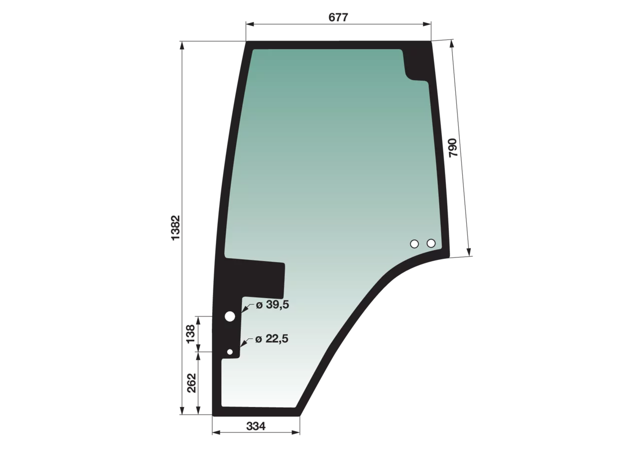 Türscheibe links, grün getönt, ohne Rahmen, anstelle von Fendt H816810030330 GartenShop24 - Hochwertige Gartengeräte