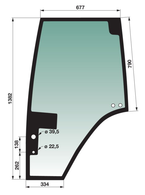 Türscheibe links, grün getönt, ohne Rahmen, anstelle von Fendt H816810030330 GartenShop24 - Hochwertige Gartengeräte