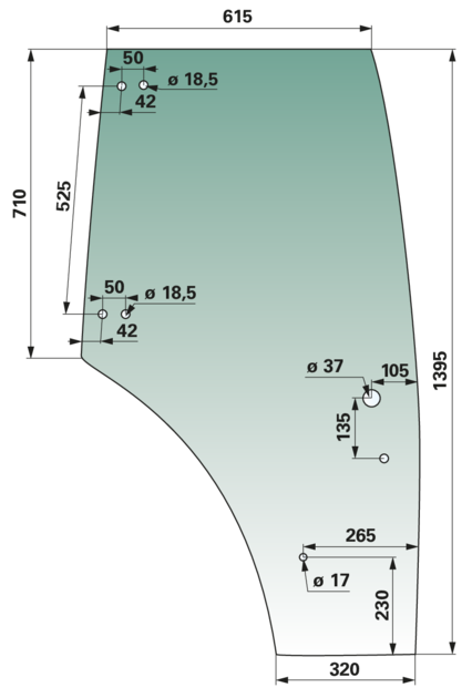 Türscheibe rechts, grün getönt, anstelle von Fendt 222812030050 GartenShop24 - Hochwertige Gartengeräte