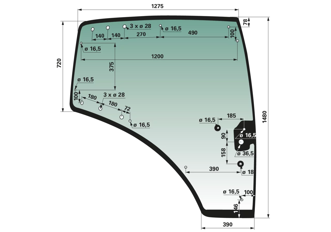 Türscheibe rechts grün getönt anstelle von Fendt 737812030030 GartenShop24 - Hochwertige Gartengeräte