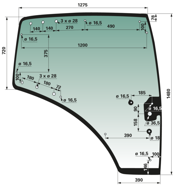 Türscheibe rechts grün getönt anstelle von Fendt 737812030030 GartenShop24 - Hochwertige Gartengeräte