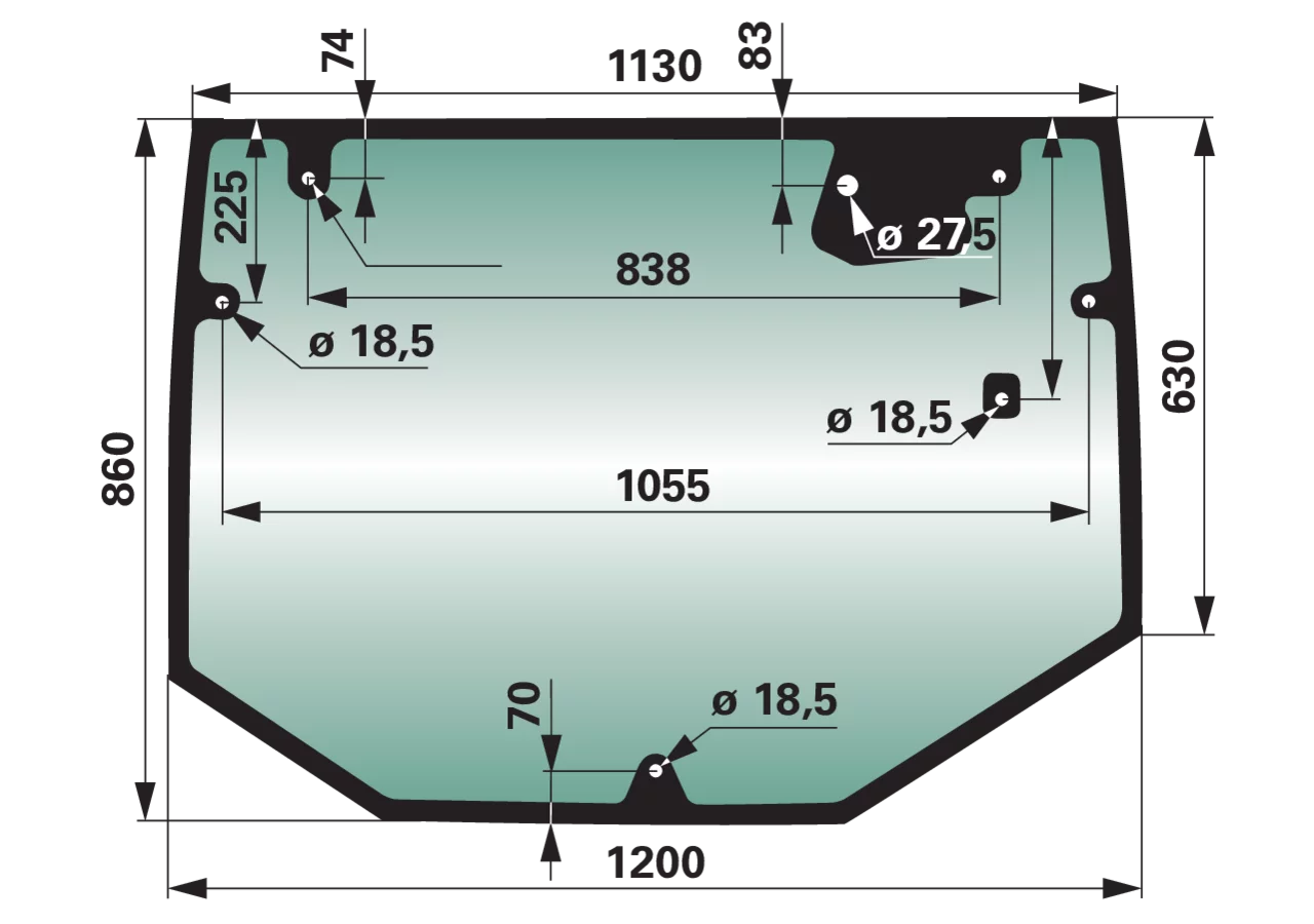 Heckscheibe grün getönt passend für Fendt 931812051010 GartenShop24 - Hochwertige Gartengeräte