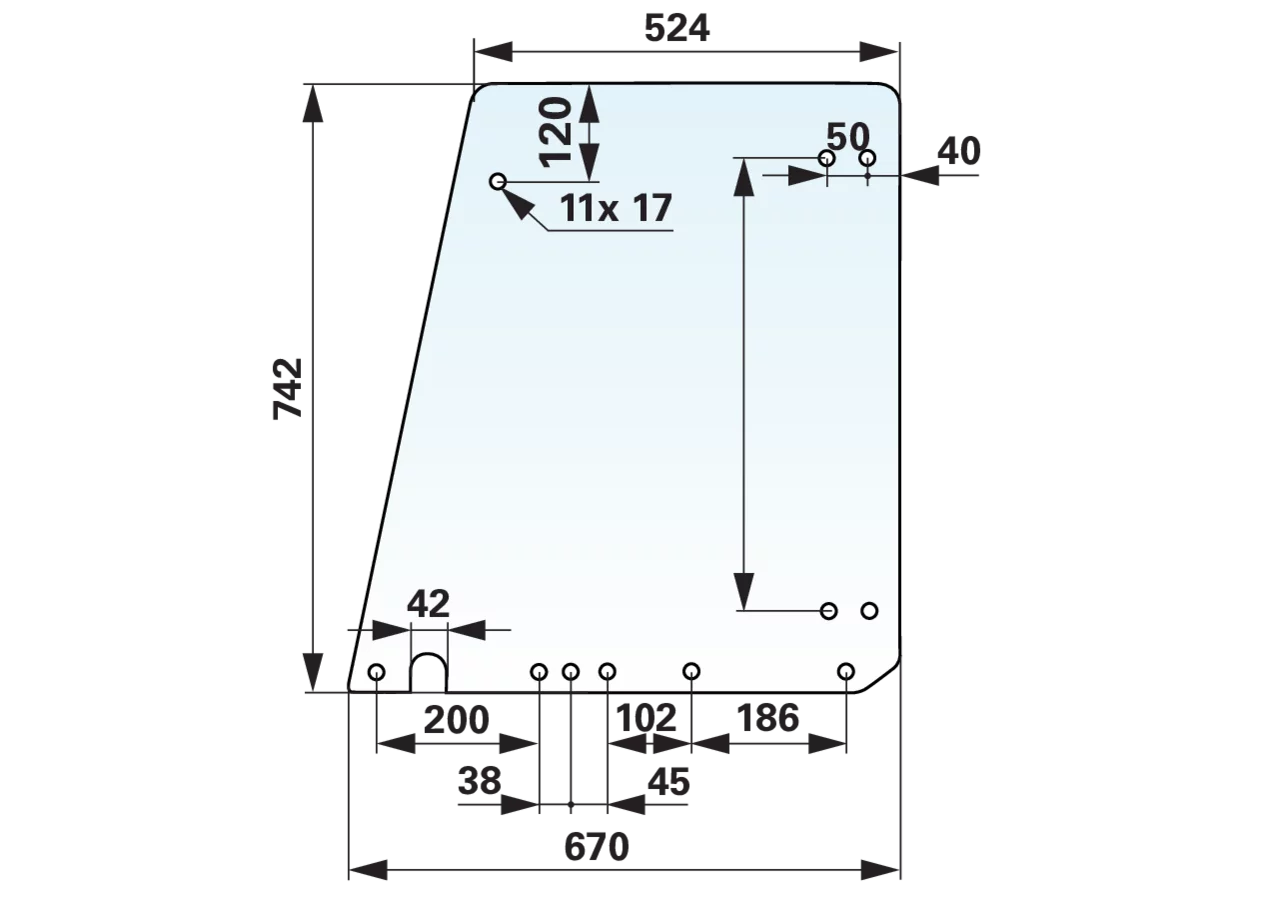 Fendt Türscheibe oben links und rechts klar 297810030032 Ab Kabinen-Nr. 3463 GartenShop24 - Hochwertige Gartengeräte