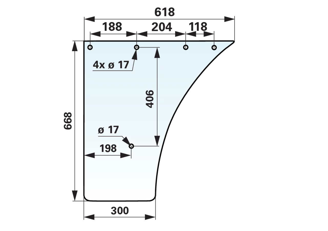 Fendt Türscheibe unten links und rechts klar 297810030041 Ab Kabinen-Nr. 3463 GartenShop24 - Hochwertige Gartengeräte