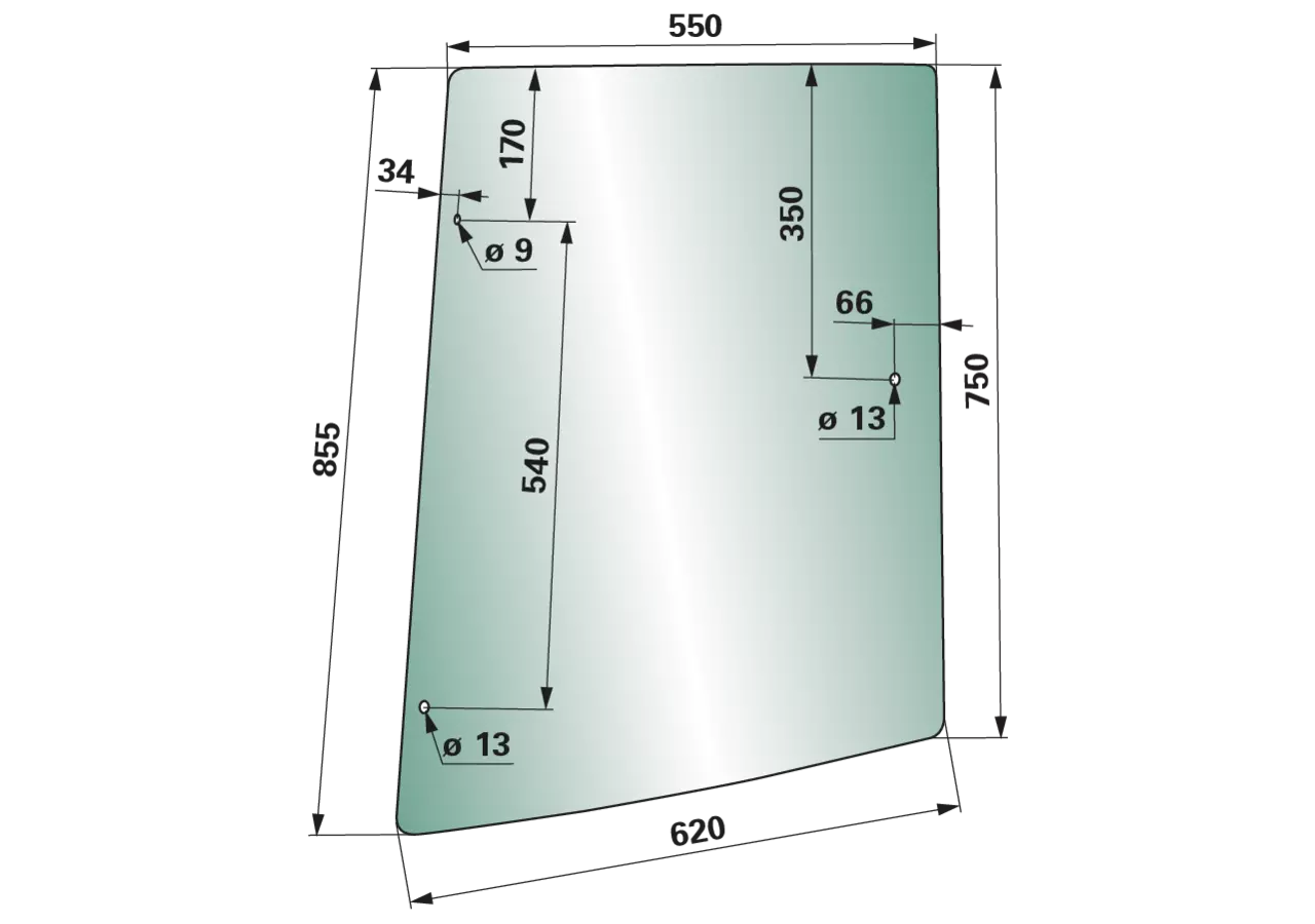 Seitenscheibe rechts, grün getönt, für Kabine ohne Tunnelboden, anstelle von Massey Ferguson 4272766M1 GartenShop24 - Hochwertige Gartengeräte