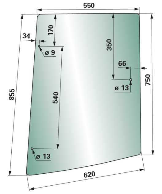 Seitenscheibe rechts, grün getönt, für Kabine ohne Tunnelboden, anstelle von Massey Ferguson 4272766M1 GartenShop24 - Hochwertige Gartengeräte