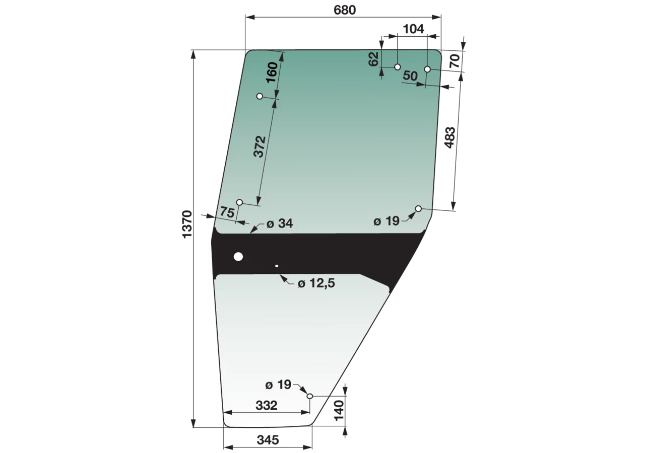 Türscheibe links grün getönt, passend für Deutz-Fahr 04347342 GartenShop24 - Hochwertige Gartengeräte