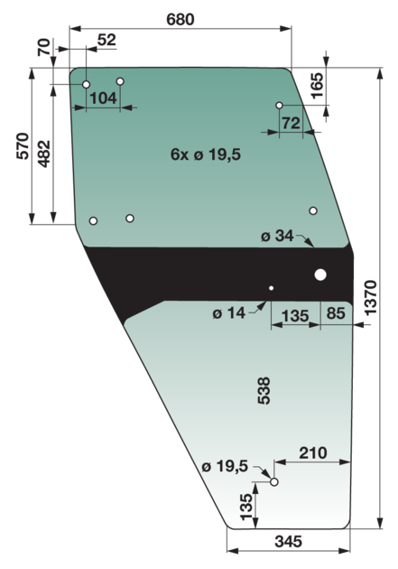Türscheibe rechts, grün getönt, anstelle von Deutz-Fahr 04358530 – Gummiklemmprofil Meterware 4,2 Lfm. GartenShop24 - Hochwertige Gartengeräte
