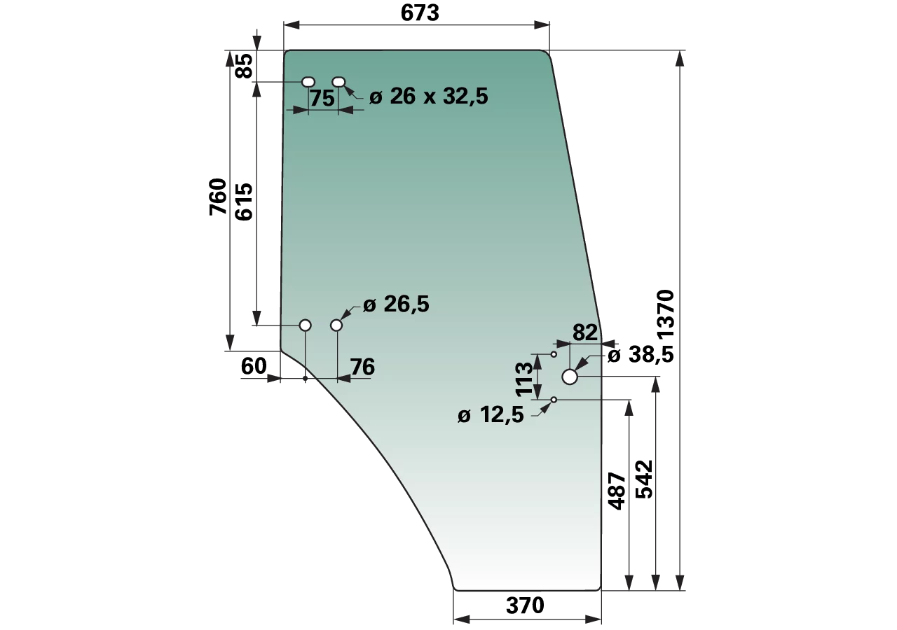 Türscheibe rechts, grün getönt, Ersatz für SLH 0.009.7701.0/50 GartenShop24 - Hochwertige Gartengeräte