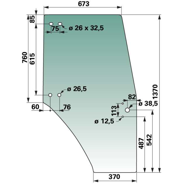 Türscheibe rechts, grün getönt, Ersatz für SLH 0.009.7701.0/50 GartenShop24 - Hochwertige Gartengeräte