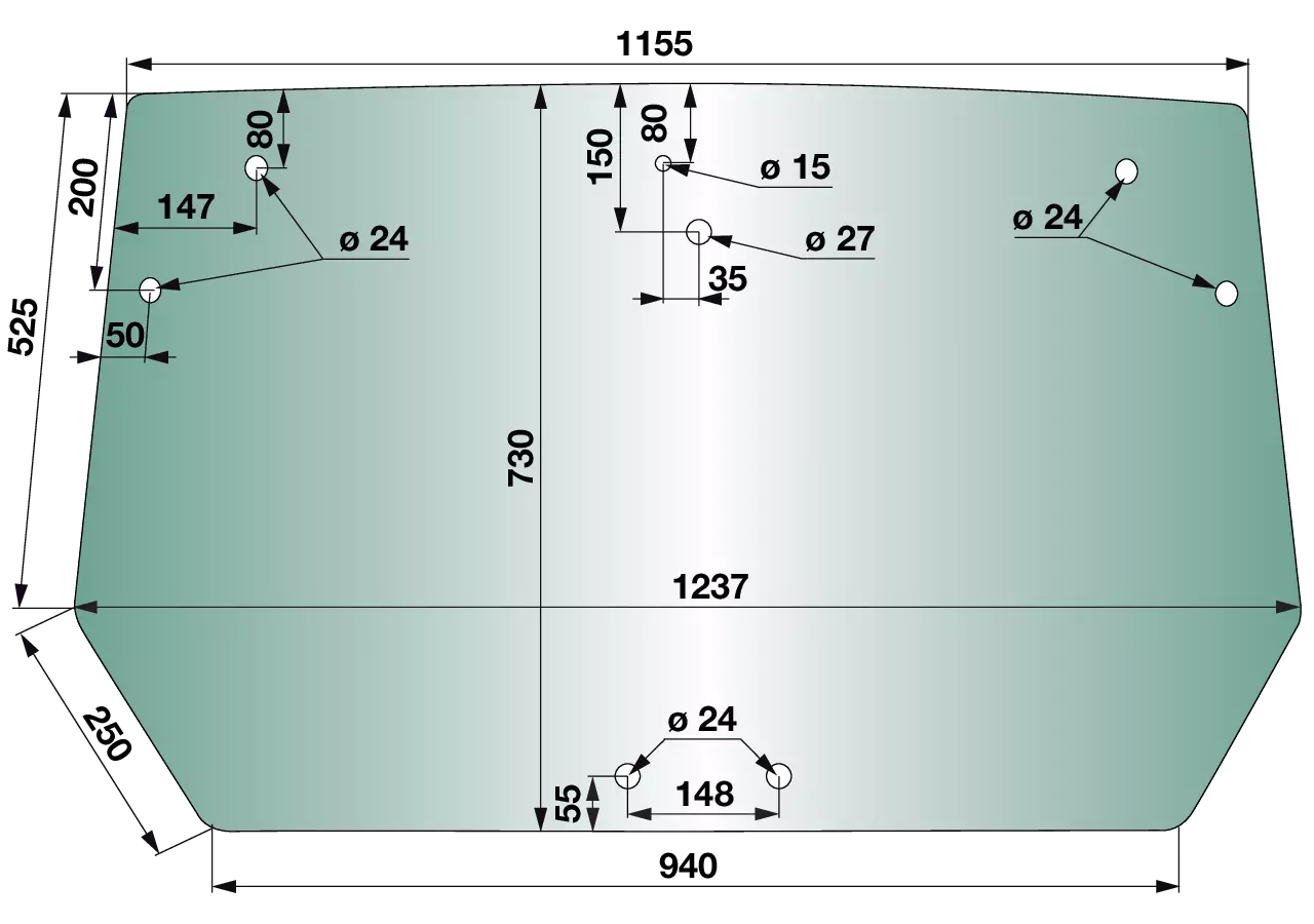 Heckscheibe grün getönt anstelle von SLH 0.015.4272.0/10 GartenShop24 - Hochwertige Gartengeräte