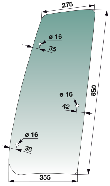 Seitenscheibe rechts, grün getönt, Ersatz für SLH 04418829 GartenShop24 - Hochwertige Gartengeräte