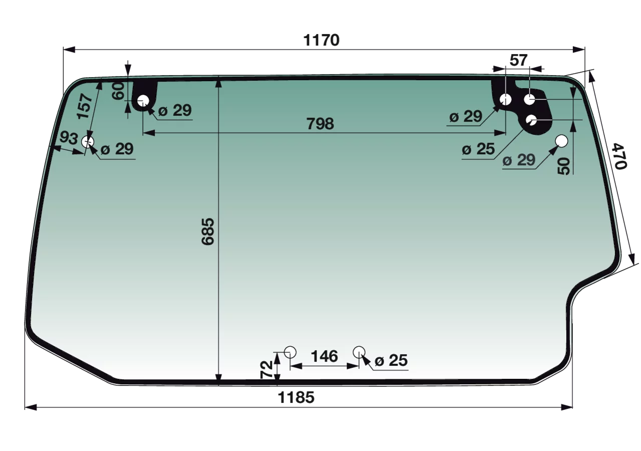 Heckscheibe grün getönt anstelle von SLH 0.012.1438.0/30 GartenShop24 - Hochwertige Gartengeräte
