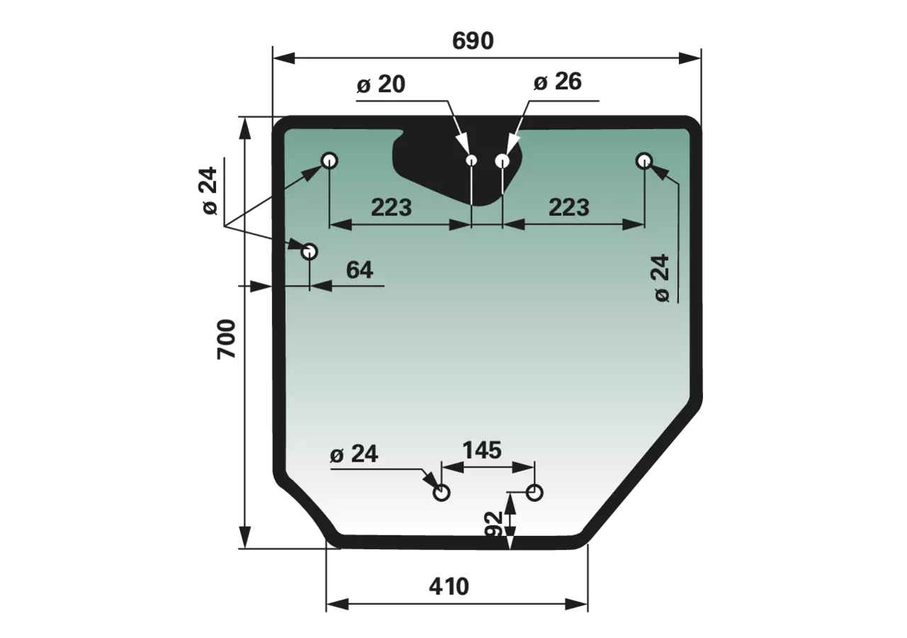 Heckscheibe grün getönt anstelle von SLH 0.010.7089.0/50 GartenShop24 - Hochwertige Gartengeräte