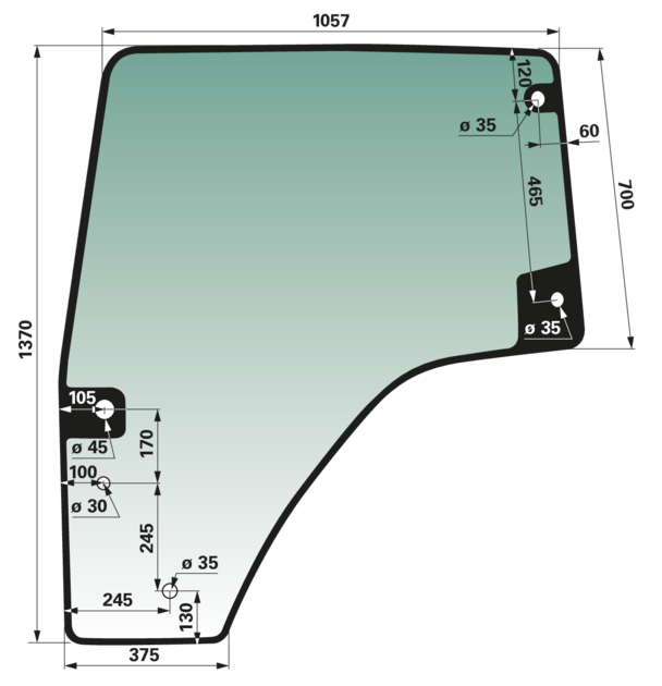 Türscheibe links, grün getönt, anstelle von SLH 0.015.5691.0/40 GartenShop24 - Hochwertige Gartengeräte