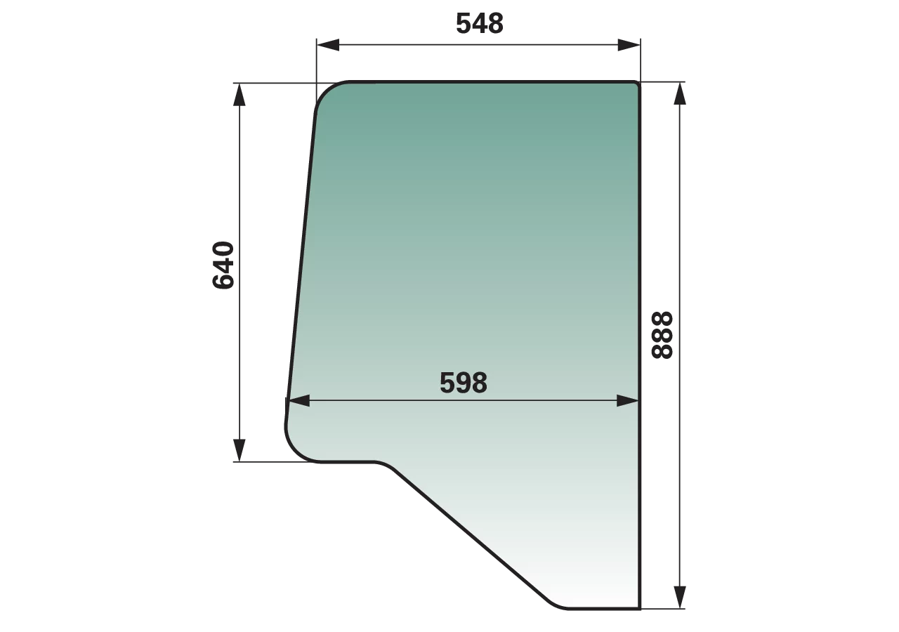 Türscheibe oben, hinten, grün getönt – Ersatz für Case IH 3233051R1 GartenShop24 - Hochwertige Gartengeräte