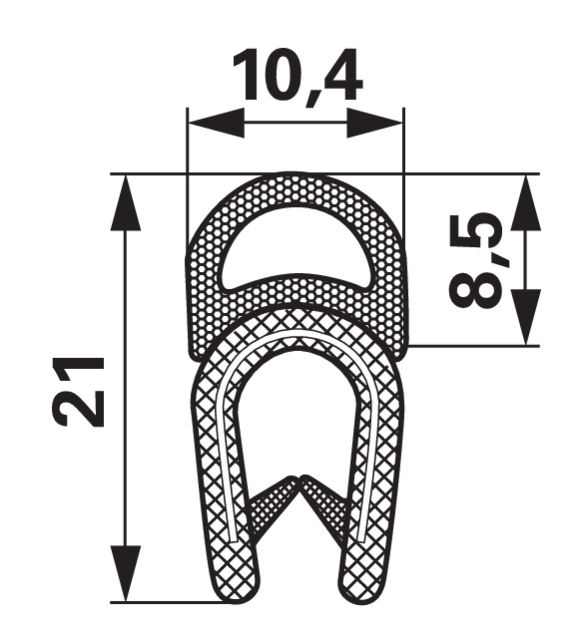 Gummiklemmprofil Klemmbereich 1–4 mm Breite 10,4 mm GartenShop24 - Hochwertige Gartengeräte