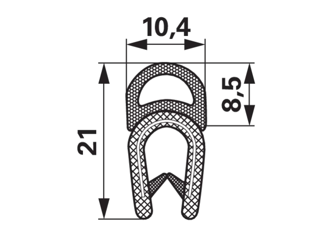 Gummiklemmprofil Klemmbereich 1–4 mm Breite 10,4 mm GartenShop24 - Hochwertige Gartengeräte