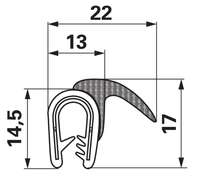 Dichtungsprofil Klemmbereich 1 – 3,5 mm GartenShop24 - Hochwertige Gartengeräte