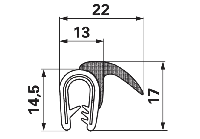 Dichtungsprofil Klemmbereich 1 – 3,5 mm GartenShop24 - Hochwertige Gartengeräte