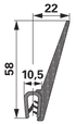 Dichtungsprofil Klemmbereich 1 – 3,5 mm, Breite 22 mm, Höhe 58 mm GartenShop24 - Hochwertige Gartengeräte