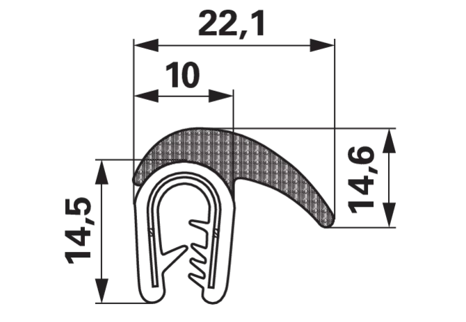 Dichtungsprofil Klemmbereich 1–4 mm Breite 22,1 mm GartenShop24 - Hochwertige Gartengeräte