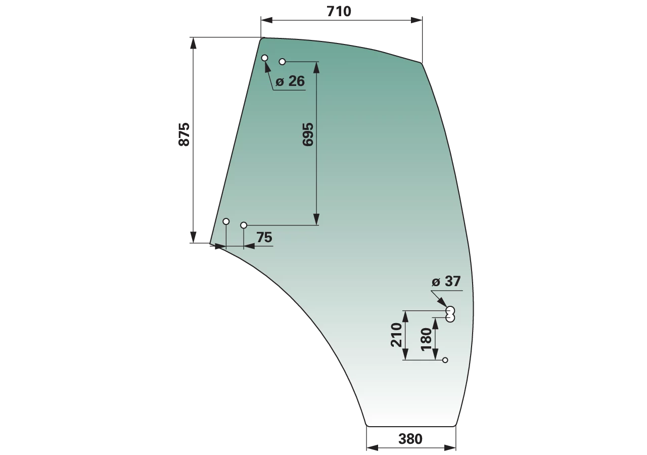 Türscheibe rechts, grün getönt, zu MK II und MK III Kabine, anstelle von SLH 04418952 GartenShop24 - Hochwertige Gartengeräte