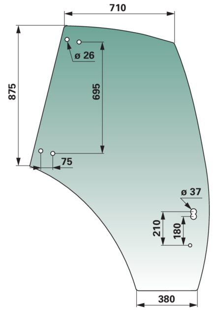 Türscheibe rechts, grün getönt, zu MK II und MK III Kabine, anstelle von SLH 04418952 GartenShop24 - Hochwertige Gartengeräte