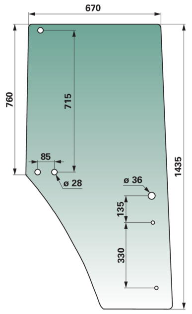 Türscheibe rechts, grün getönt, anstelle von John Deere L77648 – Gummiklemmprofil Meterware 4 Lfm. 00115073 GartenShop24 - Hochwertige Gartengeräte
