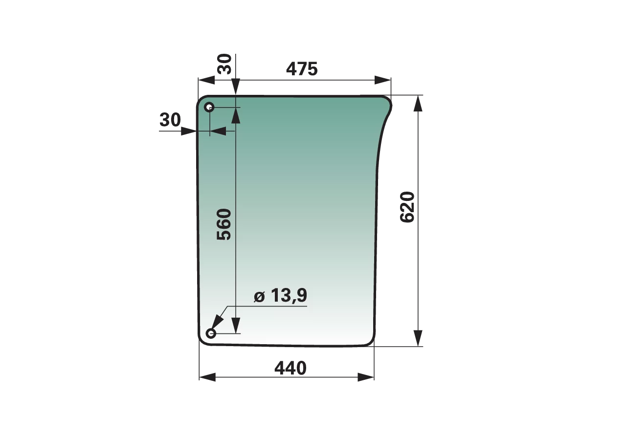 Frontscheibe rechts, unten, grün getönt, passend für John Deere L78536 – Gummiklemmprofil Meterware 2 Lfm. 00115073 GartenShop24 - Hochwertige Gartengeräte