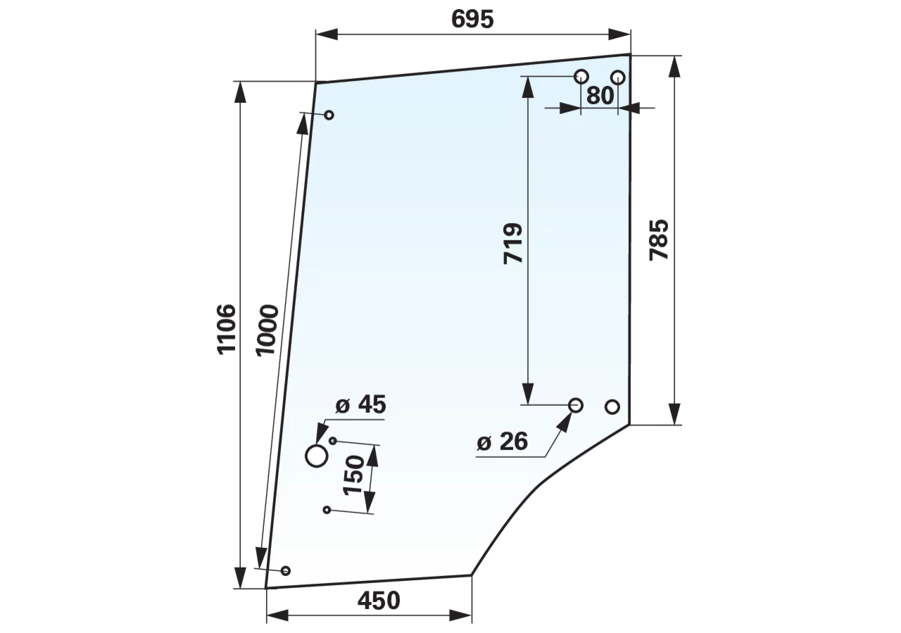 Türscheibe links und rechts, oben, klar – anstelle von John Deere L57908 GartenShop24 - Hochwertige Gartengeräte