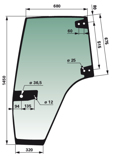 Türscheibe links, grün getönt, anstelle von Steyr 1-34-621-090 GartenShop24 - Hochwertige Gartengeräte