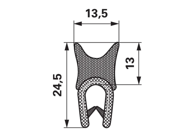 Gummiklemmprofil Klemmbereich 1–4 mm Breite 13,5 mm GartenShop24 - Hochwertige Gartengeräte
