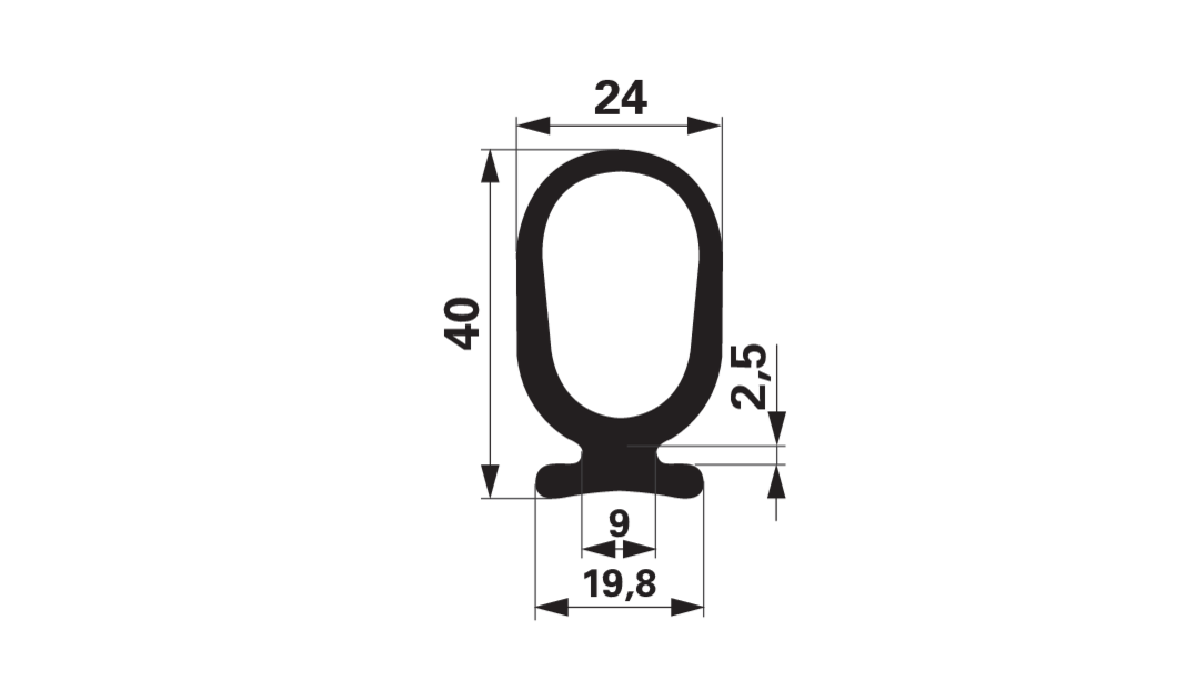 Fingerschutzprofil 24 x 40 mm Schwarz GartenShop24 - Hochwertige Gartengeräte