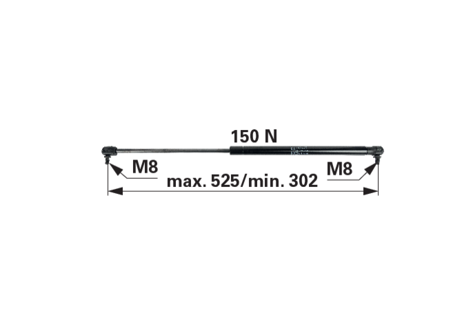 Stabilus Gasdruckfeder für Heckscheibe anstelle von Valtra ACV0229210 Stabilus