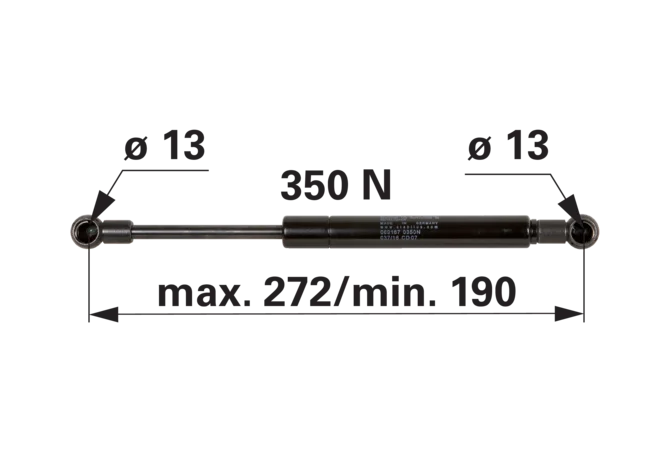 Stabilus Gasdruckfeder für Türe 350 N, Länge 272 mm – passend für Case IH 3232937R1 Stabilus