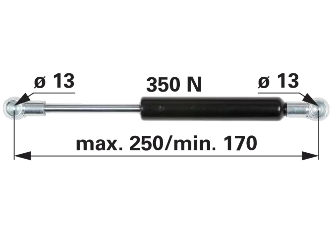 Gasdruckfeder für Türe 350 N, Länge 250 mm – passend für Case IH 1977416C1 GartenShop24 - Hochwertige Gartengeräte