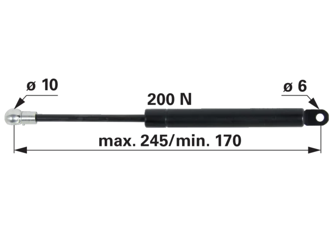 Gasdruckfeder für Dachluke 200 N, Länge 245 mm – passend für David Brown K303741 GartenShop24 - Hochwertige Gartengeräte