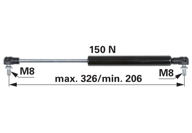 Gasdruckfeder für Heckscheibe 150 N Länge 326 mm anstelle von Case IH 252550A2 GartenShop24 - Hochwertige Gartengeräte