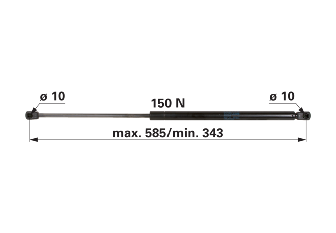 Stabilus Gasdruckfeder für Heckscheibe INTER-STOP mit 2 Stufen, 150 N, 585 mm, anstelle CNH 5192009 Stabilus