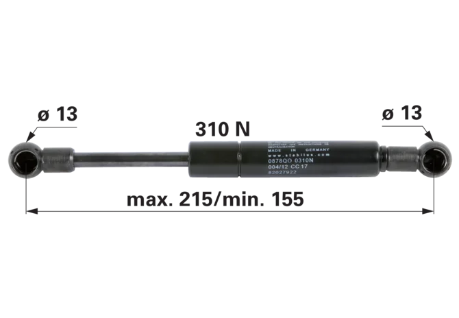 Gasdruckfeder für Traktorkabinentür 310 N, 215 mm – anstelle CNH 82027922 GartenShop24 - Hochwertige Gartengeräte