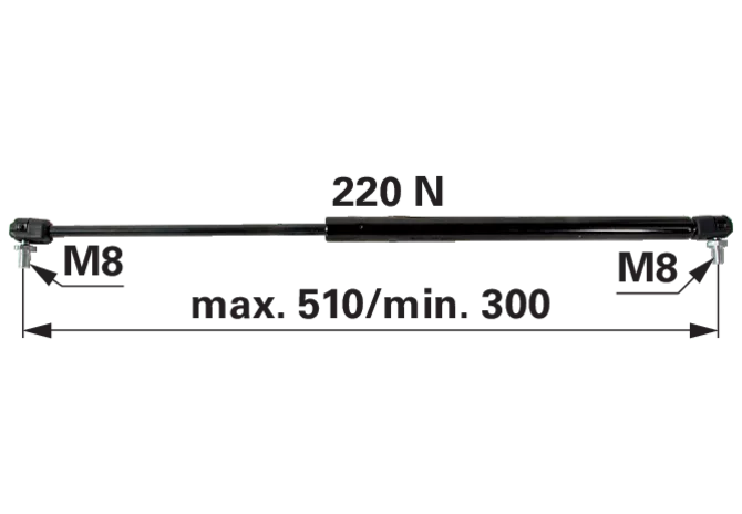Gasdruckfeder für Front- und Heckscheibe, anstelle von Deutz-Fahr 04388075 GartenShop24 - Hochwertige Gartengeräte