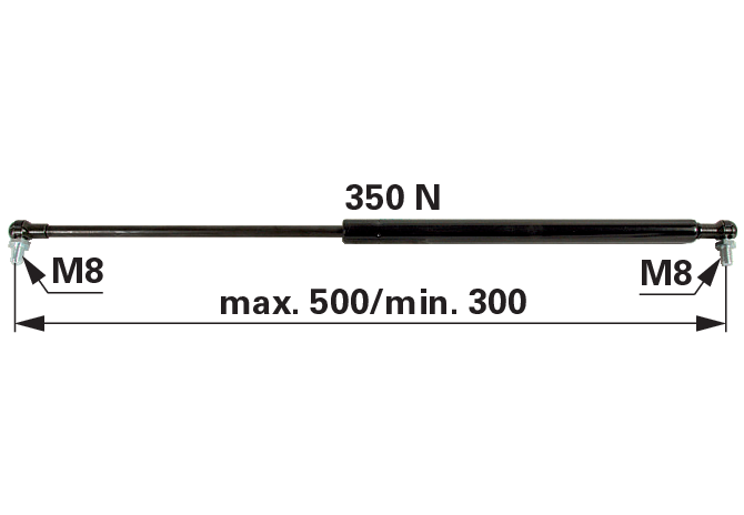 Gasdruckfeder für Türe 350 N, Länge 500 mm – anstelle von Deutz-Fahr 04403124 GartenShop24 - Hochwertige Gartengeräte