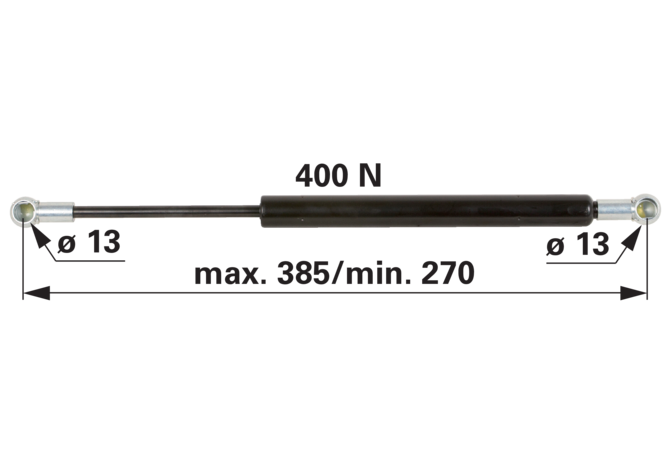 Stabilus Gasdruckfeder für Türe 400 N, Länge 385 mm, anstelle SLH 0.016.4778.4 Stabilus